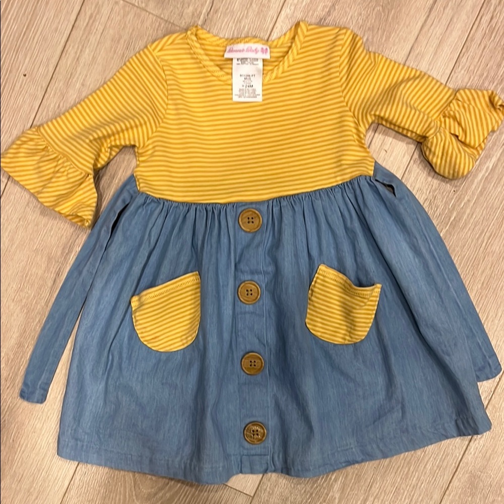 Bonnie Baby Mustard Yellow Flutter Sleeve Sundress